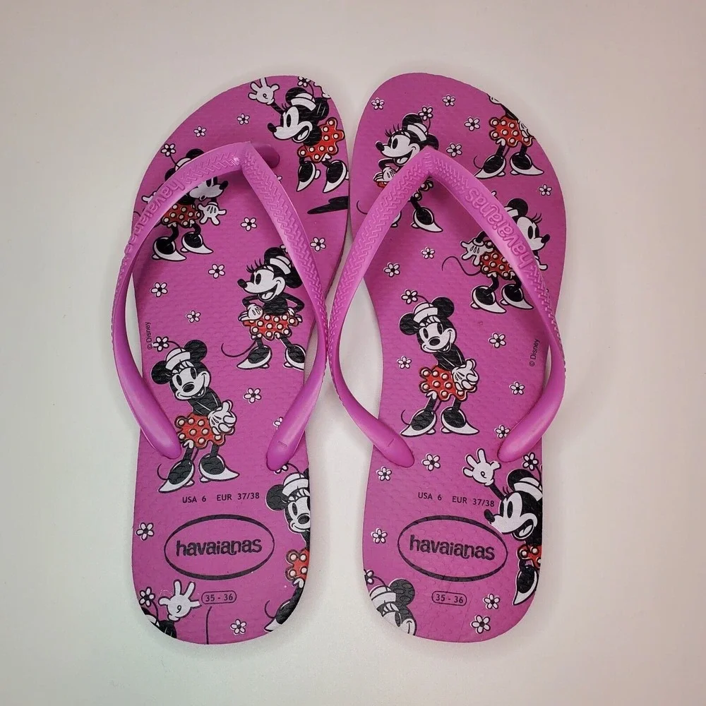Havaianas Slim Disney Minnie Mouse Flip Flops Ice Pink Womens Size‎ 6 EUR 37/38